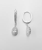 עגיל כסף חישוק תלי זרקון אובאל 30 מ"מ